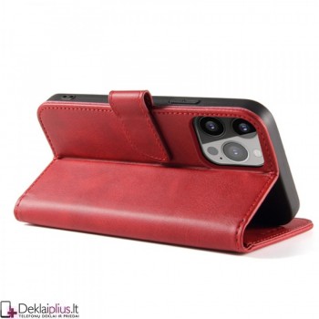 Dirbtinos odos dėklas su 4 skyreliais - raudonas (Apple Iphone 14 Pro Max)
